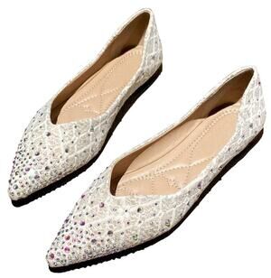 STUNNER WOMEN'S POINTED TOE FLATS SHOES APRICOT 39(7.5)